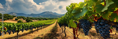 Ripening grapes in a traditional vineyard in Sardinia.