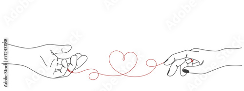pinky promise line art illustration. wedding, valentine element vector