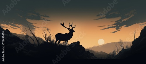 Elk silhouette on ridge