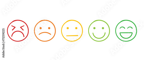 Set of Hand drawn sketch style emoji mood, good and bad recommendation. Vector illustration. 