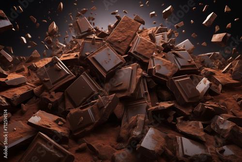 Schokolade und Schokoladenstückchen, Verstreute Schokoladenstücke