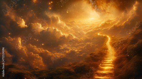 A path of shiny gold going into heaven.