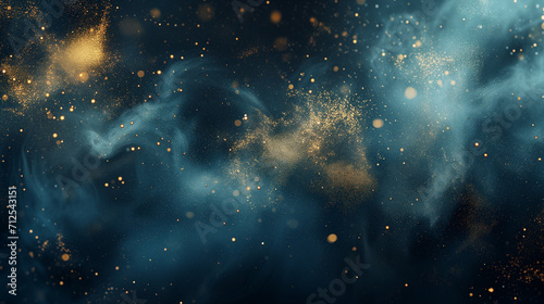 Bokeh Background with Shiny Golden Lights and Blurred Effect, abstract background with Dark blue and gold particle, Ai generated image