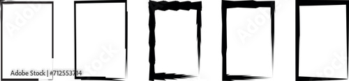 Grunge brush outline frames set. Rectangle Hand drawn frames border shape elements.