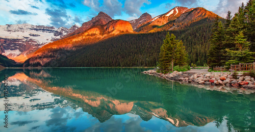 Glacier Lake in Canadian Rocky Mountain Landscape. Nature Background Panorama