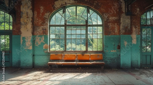 veille intérieur de gare vintage avec vitres et inscriptions