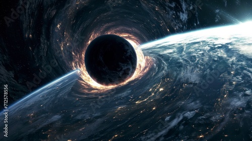 giant black hole approaching earth in high resolution