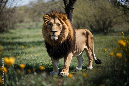 lion in the spring Embark on a visual safari with our ‘Lion in the Spring’ image from Adobe Stock. This striking, high-definition photograph features the majestic presence of a lion set against 