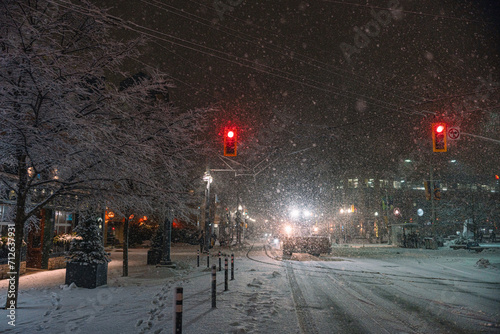 Winter storm in Uptown Waterloo, Ontario street photography