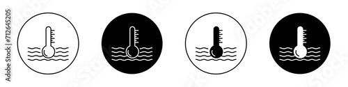Liquid temperature icon set. Temperature Hot and Coolant Vector Symbol in a Black Filled and Outlined Style. Car Thermometer for Liquid Level Monitoring in Heat Control Sign.
