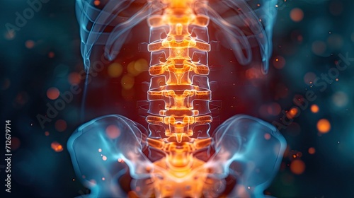 3D representation of human spine. Internal view.