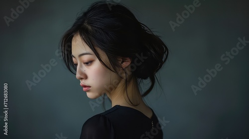 Asian beauty woman, portrait of a young girl who attract attention, skin and body care