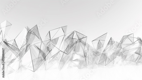 White polygonal shape in studio 3D render wireframe AI Generated pictures