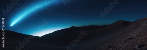 Aviation and Cosmonautics Day, International Day of Human Spaceflight, cosmic landscape, Milky Way,dark dawn over the mountains