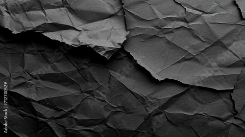 Torn and crumpled black paper texture background. Paper texture background for text or images. Abstract design concept