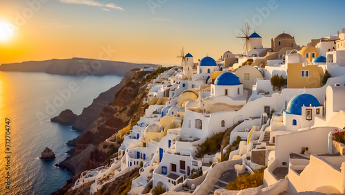 Beautiful Oia town in Greece background