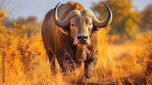 Majestic close up portrait of an african buffalo in captivating wildlife photography