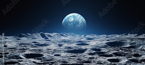 Stunning and mesmerizing panoramic view of the earth from the serene surface of the moon