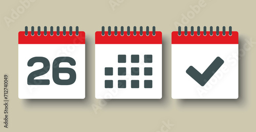 Vector icon page calendar - 26 day, agenda, done