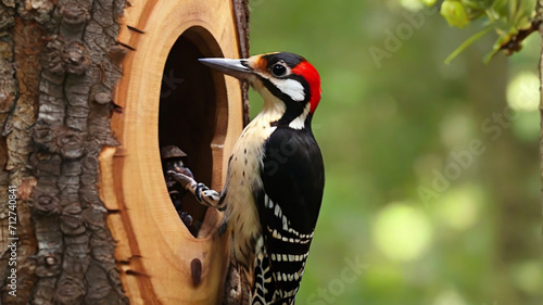 A beautiful woodpecker perched atop a gnarled tree branch.