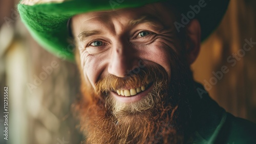 A smiling man with a green hat and a full beard