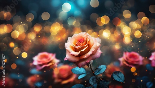 closeup on rose flower with bokeh background