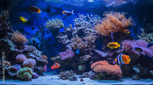 Amazing coral reef aquarium moment. Generative Ai