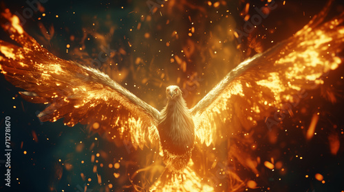 Phoenix mythical bird rising from the ashes