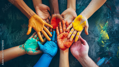 Harmonie de Couleurs: Main dans la Main, Célébrant la Diversité Vibrante 