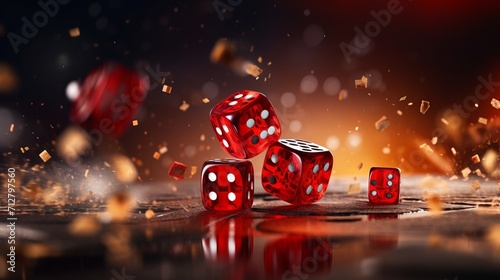 Exciting action shot of dice being thrown on a vibrant craps table in a casino