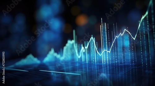 A blue background featuring a futuristic digital growth graph chart serves as a symbol of the rapid progress and advancements in technology.