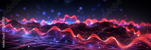 Vibrant sound and music visualization with dynamic wave of particles and captivating movement.