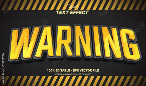 warning editable 3d text effect
