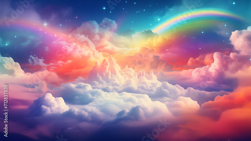 Neon Rainbow In The Clouds