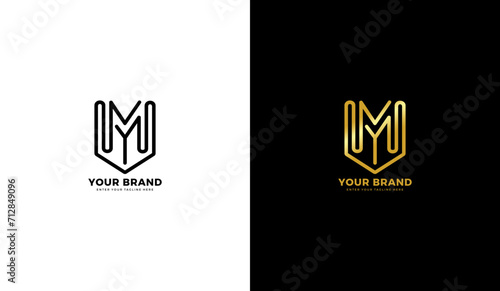 Letter M Line Logo, creative design template, vector illustration