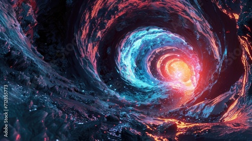 The neon spiral of a distant galaxy inviting us to imagine the wonders that lie beyond our reach
