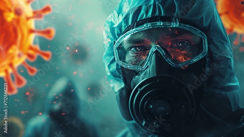 a man wearing a gas mask