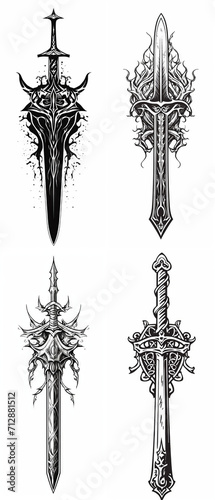 Set of sword tattoo design