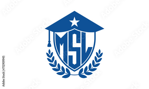 MSL three letter iconic academic logo design vector template. monogram, abstract, school, college, university, graduation cap symbol logo, shield, model, institute, educational, coaching canter, tech