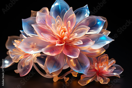  flower isolated on black, the lotus 3d illustration