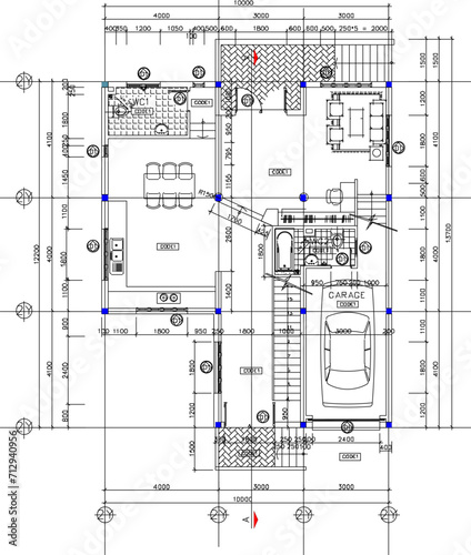 Vector sketch illustration of architectural engineering drawing design, simple house building plan