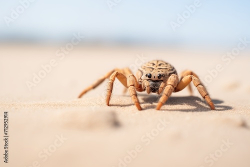 desert tarantula on sand under bright sunlight