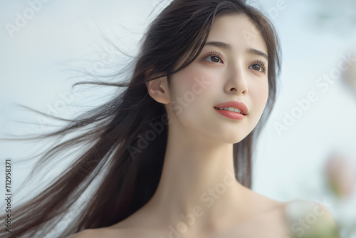 ロングヘアのアジア人女性の美容イメージ