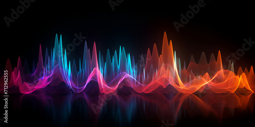 Vibrant equalizer visualizer responding to music,Music energy spectrum pattern,Colorful Music Energy Patterns.