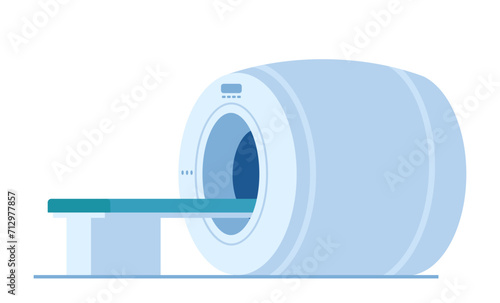 MRI, ultrasound scan or CT radiology diagnostics, medical machine. MRI scanner for magnetic resonance imaging, tomography or radiotherapy, clinic and hospital diagnostics device. Vector illustration.