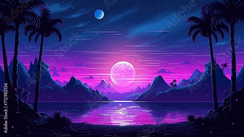 pixel 80s retro wave sci fi background for game