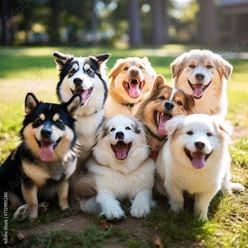 Lots of cute dogs together images Generative AI