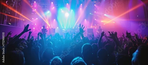 concert and music scene with bright lights