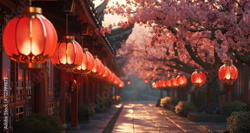 lanterns lined up on the pathway