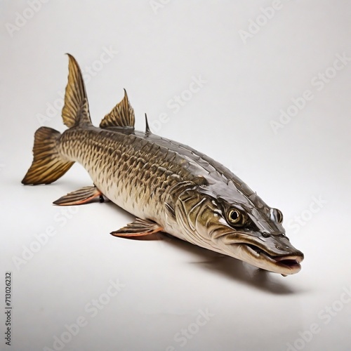 pike fish on a white background, beautiful, big fish